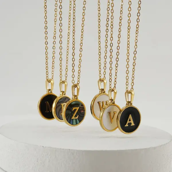 Wholesale Fashion Round Letter Stainless Steel Plating Necklace