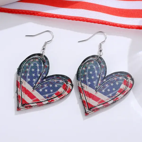 Wholesale Retro Heart Shape Drop Earrings For Women With White Acrylic Print And 304 Stainless Steel Ear Pins