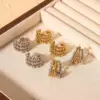 Wholesale 1 Pair IG Style Simple Style C Shape 201 Stainless Steel Gold Plated Ear Studs