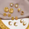 Wholesale PVD Coated 18K Gold Plated C Shape 304 Stainless Steel Classic Style Roman Style British Style Waterproof Non Tarnish Ear Studs