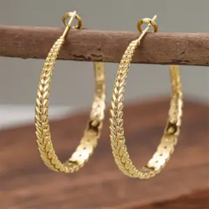 Wholesale Three-dimensional Geometric Earrings For Women In Copper With KC Golden Water Plating And 0.03µm Thick Coating