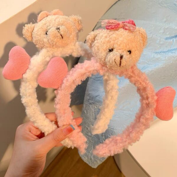 Wholesale Cute Three-Dimensional Love Bear Hair Band Cyber Celebrity Plush Bear Ear Wash Face Hair Band Hair Band Hair Accessories Women