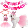 Wholesale Pet Birthday Party Decoration Dog Birthday Gauze Skirt Decoration Bone Necklace Crown Set
