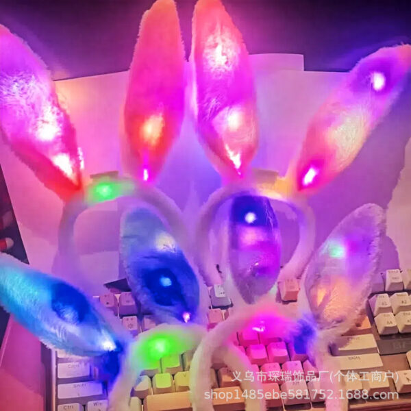 oly-d736333d7522bee624eafbd0b2c68740 Wholesale Upgraded Easter Pink Plush Rabbit Ears Luminous Hair Band Children's Holiday Show Stall Toys