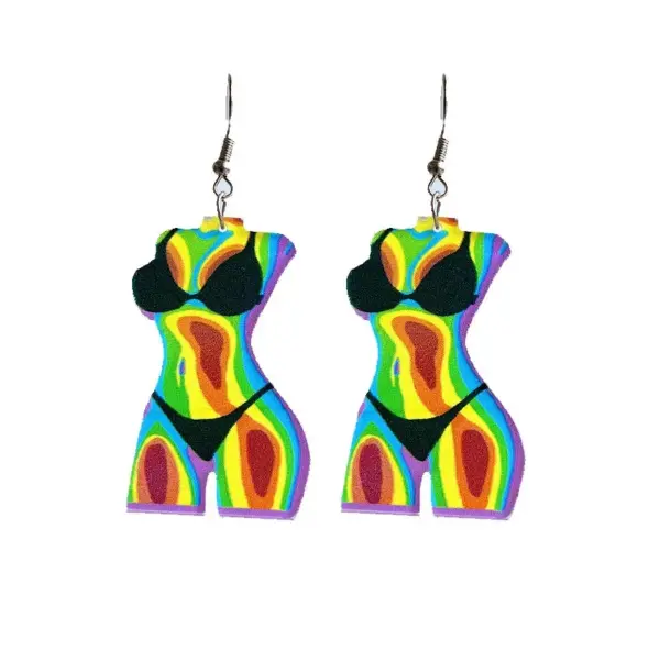 Wholesale Independence Day USA Trendy Sunflower Texas Print Acrylic Earrings Geometric Pattern Body Hook For Women Personalized Fashion