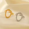 Wholesale Ion Plating (IP) 18K Gold Plated Oval 304 Stainless Steel IG Style Waterproof Non Tarnish Open Rings