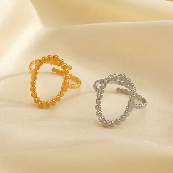 Wholesale Ion Plating (IP) 18K Gold Plated Oval 304 Stainless Steel IG Style Waterproof Non Tarnish Open Rings