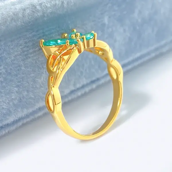 Wholesale Butterfly Claw Setting Ring For Women In Brass With 18K Real Gold Water Plating And Zircon Inlay