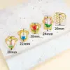 Wholesale New Fashion Design 304 Stainless Steel Furnace Electroplated 18K Real Gold Dried Flower Resin Heart Open Ring