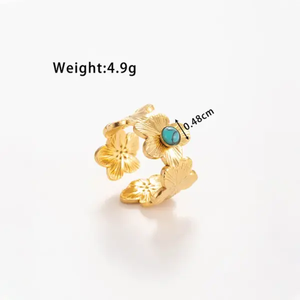 Wholesale Jewelry IG Style Retro French Style Flower 304 Stainless Steel Open Rings