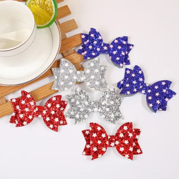 Wholesale Chinese Valentine's Day Bow Hair Clip Shiny Star Children's Onion Pink Bow Hair Accessory