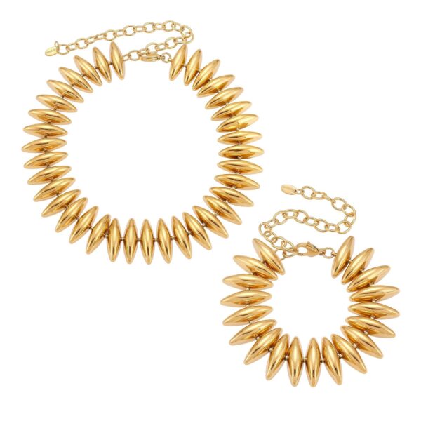 Wholesale Stainless steel 18k gold plated heavy-duty torpedo hand-assembled bracelet and necklace