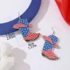 Wholesale 1 Pair Novelty Streetwear Water Droplets American Flag Boots Wood Drop Earrings