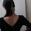 Wholesale Niche personalized hairpin exaggerated headwear women's large shark clip back head clip tassel chain hair accessories