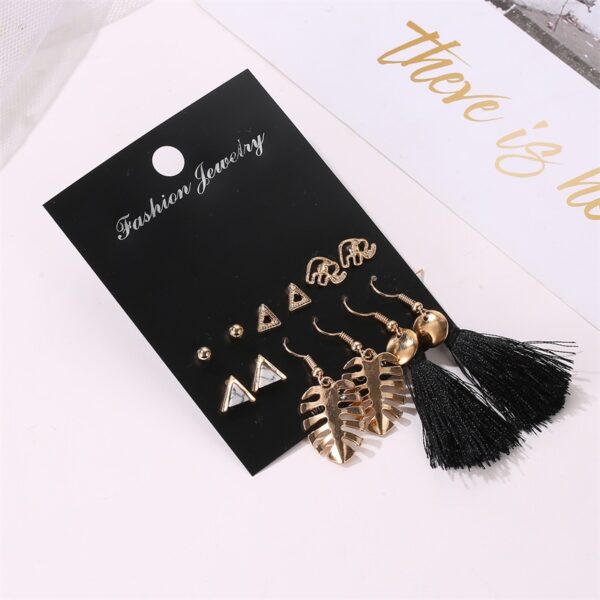 oly-d78586089215a2ff9d3c3d687fc014ca Wholesale Selling Earrings Fashion Set Tassel Earrings Bohemian Style Leaf Geometry 6 Pairs of Earrings