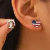 Wholesale Unisex Jewelry Set Featuring American Flag Pattern With White K Plated Metal And Asymmetrical Design On Cable Chain