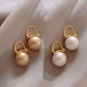 Wholesale Simple Style Round Alloy Inlay Pearl Women's Earrings