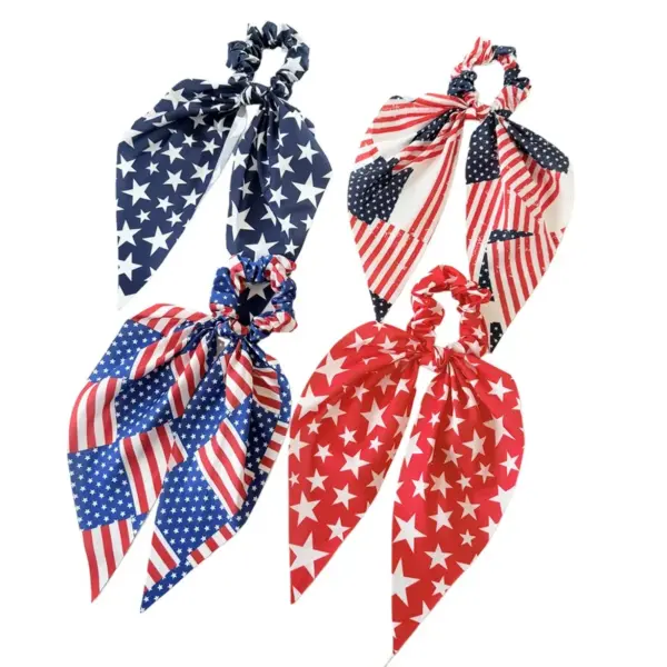 oly-d79ca2b27970289e6ba3dc4037028f59 Wholesale Multicolor Bubble Braid Hair Rope Bow Tie Hair Accessory Made Of Cloth, Perfect For Independence Day