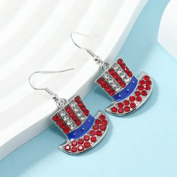 oly-d7ac53215a032042720869bc9c004613 Wholesale American Independence Day Flag Series Earrings Dripping Oil Funny Shoes Stars Dripping Oil Diamond Exquisite Multi-Style Earrings