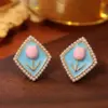 Wholesale Heart Shape Enamel Stud Earrings For Women In Copper Alloy Featuring Copper Posts