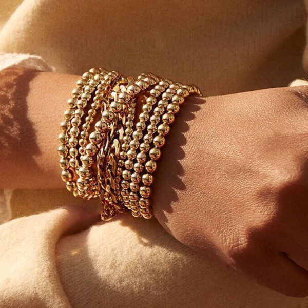 oly-d7b0d0e0bdc395f104686e1434528d4a Wholesale Beaded Gold Bracelet for Men and Women Color-retaining Gold Plated Stretch Multi-layer Stacked Round Beaded Bracelet Bracelet