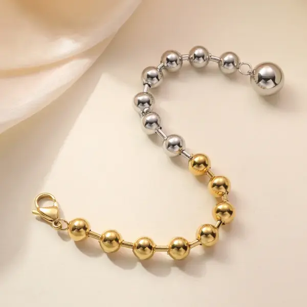 Wholesale Hip-Hop Retro Simple Style Geometric 304 Stainless Steel Beaded Chain Bracelets In Bulk