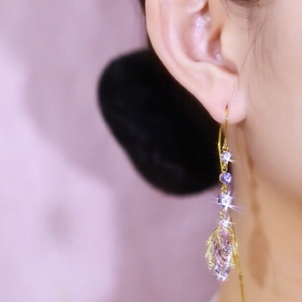 oly-d7cd28925f114ebf7dd7262fd9a1f875 Wholesale style purple diamond leaf earrings women's light luxury niche design high temperament earrings