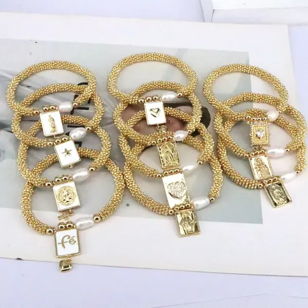 oly-d7cd886ccbc5352cd3e8372307e62f28 Wholesale Elegant Vintage Style Luxurious Cross Star Heart Shape Copper 18k Gold Plated Zircon Bracelets In Bulk