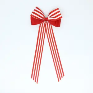 Red Striped Ribbon Hair Clip