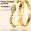 Wholesale Heart Shape Waterproof Non Tarnish Gold Bangle For Women In Simple Style With Artificial Rhinestones, 304 Stainless Steel
