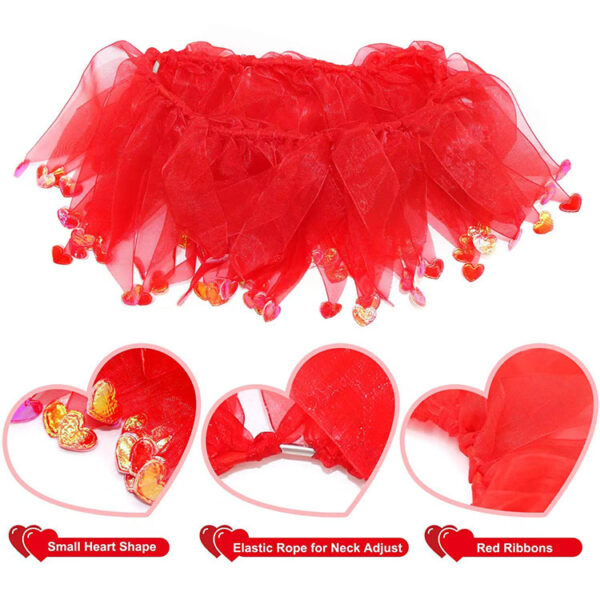 Wholesale Dog Valentine's Day Costume Heart-Shaped Dog Headband Dog Pouchy Dress Costume Red Holiday Valentine's Day Party Accessories