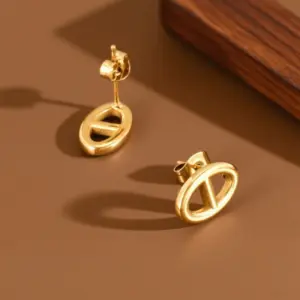 E0356-Pig Nose-Earrings- Gold