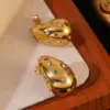 Wholesale 304 Stainless Steel Glass Water Droplets PVD Coated 18K Gold Plated Casual Classic Style Commute Inlay Gold Ear Studs