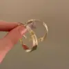 Wholesale Multi-layer Plain Hoop Earrings With Twisted Edges Gold Geometric Rubber Inlaid Unisex Copper Earrings