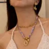 Wholesale Fashionable Colorful Flower Pendant Necklace Titanium Steel Luxury Sensation Elegant Trendy Jewelry Accessory Polyester Chain