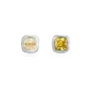 Wholesale Simple Style Square Stud Earrings For Women In Copper With Electroplated Gold Plating And Rhinestone Inlay