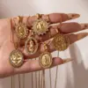 Wholesale Electroplated Portrait Pendant Necklace For Women With 18K Gold Plated Stainless Steel And Zircon, PVD Coated Snake Chain