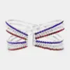 Wholesale National Flag Wristband With Claw Setting, Copper Material, Golden Plated Water Plating, Rhinestones Inlay, 0.03µm Plating Thickness