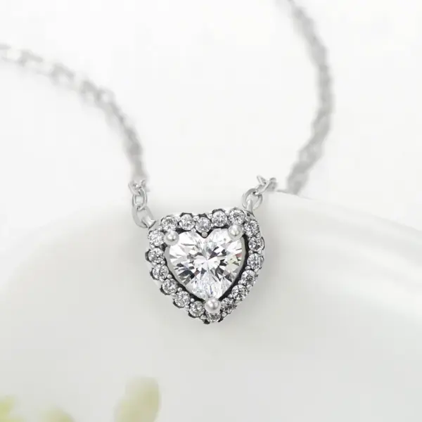 oly-d84641d2cd864a61a0c0ee4c02938f5e Wholesale Holiday Engagement 925 Sterling Silver Women'S Zircon Silver Rhodium Plated Heart Shape Rings Earrings Necklace