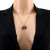 Wholesale Hot Selling 201 Stainless Steel Oil Drop American Black Geometric Pendant Water Plated 18K Real Gold Necklace Unisex Couple Versatile Sweater Chain Accessory
