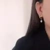 Wholesale 1 Pair Fashion Solid Color Pearl Plating Titanium Steel Drop Earrings