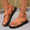 oly-d8563eab48be2a564191895ae79712ac Wholesale Sandals for Women Summer Style Large Size Thick-Soled Thong Toe Round Toe Beach Shoes Anklet Buckle Strap Large Size Women's Sandals