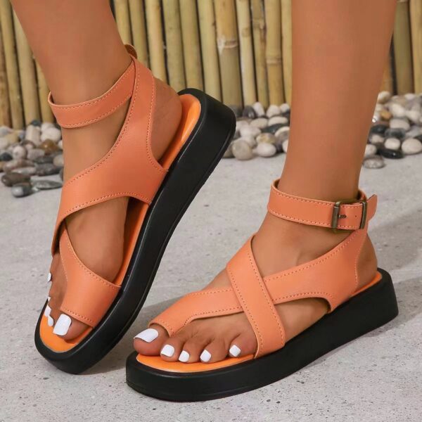 oly-d8563eab48be2a564191895ae79712ac Wholesale Sandals for Women Summer Style Large Size Thick-Soled Thong Toe Round Toe Beach Shoes Anklet Buckle Strap Large Size Women's Sandals