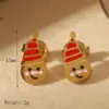 Wholesale 1 Pair Cute Romantic Sweet Santa Claus Enamel 304 Stainless Steel 14K Gold Plated Ear Studs