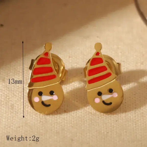 Wholesale 1 Pair Cute Romantic Sweet Santa Claus Enamel 304 Stainless Steel 14K Gold Plated Ear Studs