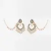 Wholesale Luxury Teardrop Rhinestone Pearl Tassel Earring Set With Chain For Women Ethnic Style Personality Jewelry Combination - Nihaojewelry