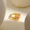 Wholesale 304 Stainless Steel Geometric Snake PVD Coated Real Gold Plated Casual Modern Style Commute Waterproof Non Tarnish Open Rings Rings