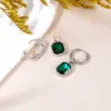 Wholesale 1 Pair Simple Style Square Plating Inlay Stainless Steel Glass Drop Earrings