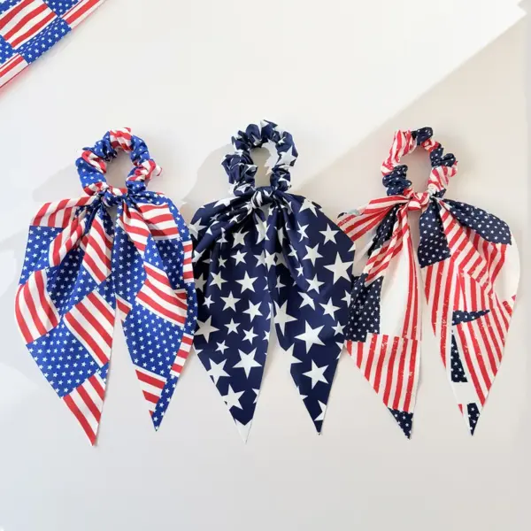oly-d881ca6698bc55737264f7b59b740468 Wholesale Multicolor Bubble Braid Hair Rope Bow Tie Hair Accessory Made Of Cloth, Perfect For Independence Day