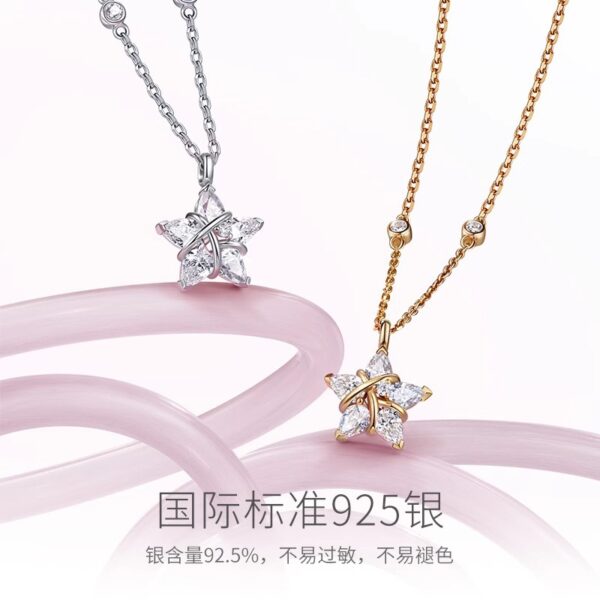oly-d8893b34a9d47057ae8b8e5d956c3987 Wholesale 925 Sterling Silver Weaving Girl Star Necklace Female Niche Design Sense Tanabata Valentine's Day Gift for Girlfriend